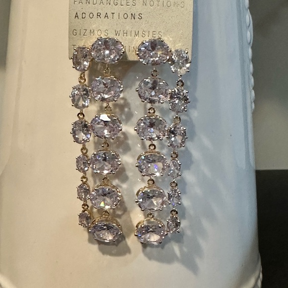 Anthropologie Parallel Crystal Drop Earrings - Picture 5 of 7